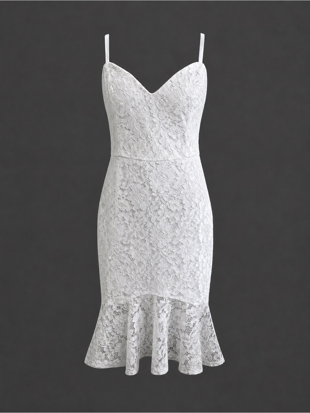 Guess White Floral Lace Trumpet Hem Cocktail Dress Sz 8 Bridal Sorority Rush
